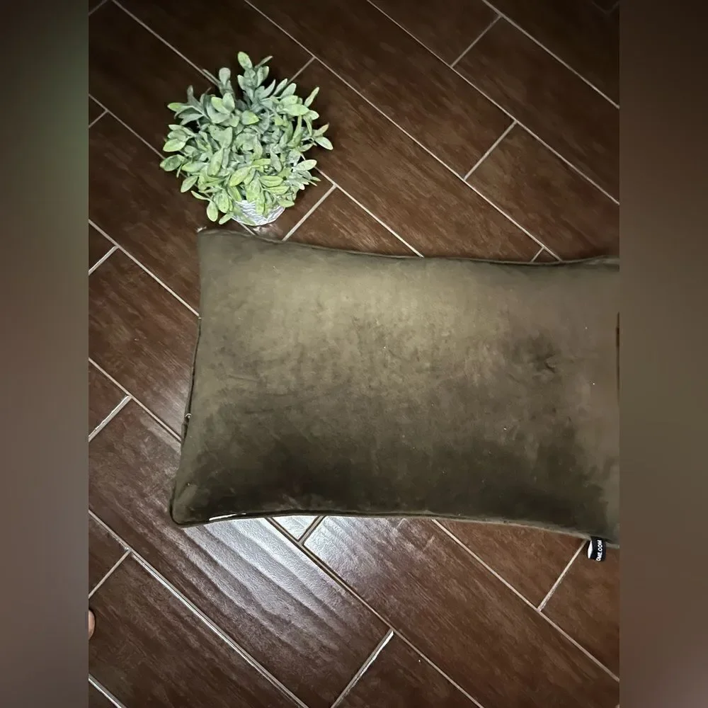 Rodeo Home Diamo chocolate Ikat Cut Velvet Design feather lumbar pillow